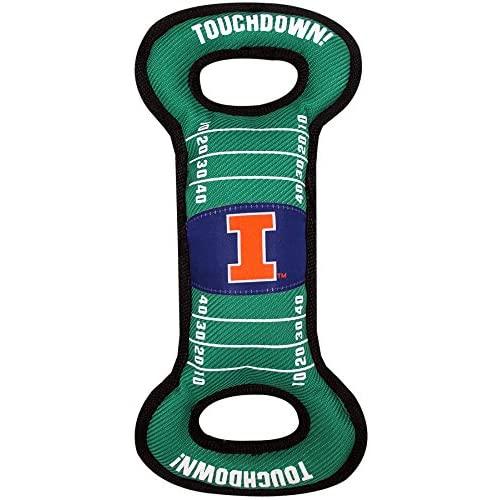 Pets First NCAA Football Field Dog Toy with Squeaker. - Illinois Fighting Illini - for Tug, Toss, and Fetch. - Tough & Durable PET Toy