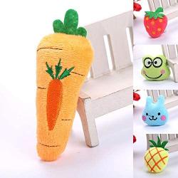 LFOZ Pet Cute Cat Toy Creative Simulation Mint Fruit Animal Plush Toy 2019 Multicolor Pineapple Strawberry Frog Chew Pet Toy for Cat (Color : Carrot)