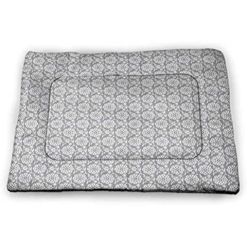 DayDayFun Grey and White Cat Mat Floral Petals Branches and Leaves Faded Toned Abstract Blossoms Artsy Pattern Housebreaking Absorption Pads Grey