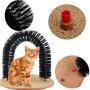 ITODA Cat Arch Self Groomer Massager Toy,Pet Kitten Scratcher Toys Cat Fur Grooming Brush Shedding with Scratch Pad