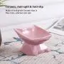 Jemirry Raised Cat Bowl Cat Ear Shape Ceramic Cat Bowl Cat Dish with Tilt Angle for Persian Garfield Chinchilla Kitten-Dark Grey