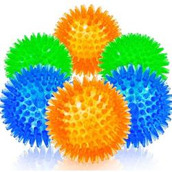 SHARLOVY Squeaky Balls for Dogs Small, Fetch Balls for Dogs Rubber 6 Pack Bright Colors TPR Puppy Toys Dog Toy Balls Dog Squeaky Toys Spike Ball Dog Chew Toys for Small