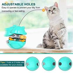 WLHOPE Cat Tumbler Toy Ball Tumbler Funny Cat Toy Interactive with Puzzle Chasing Playing Eating Slow Food Feeder Suitable for Various Cat Entertainment Activities (Lake Blue)