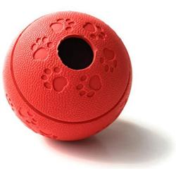 Interactive Treat Dispensing Toy Ball Puzzle for Dogs, Puppies - Intelligence and IQ Training to Reduce Separation Anxiety and Keep Pet Active While Away Red