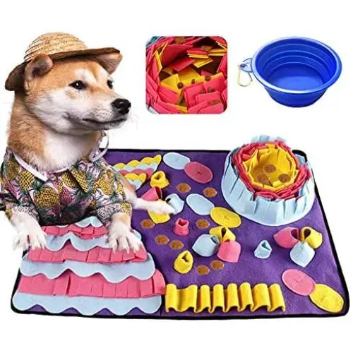 SINJEE Snuffle Mat for Dogs, Dog Snuffle Mat, Snuffle Mat for Small Large Dogs Easy to Fill and Machine Washable Training Mats Pet Activity/Toy/Play 28“X20”Mat,Gift Portable Bowl SINJEE Snuffle Mat for Dogs, Dog Snuffle Mat, Snuffle Mat for Small Large Dogs Easy to Fill and Machine Washable Training Mats Pet Activity/Toy/Play 28“X20”Mat,Gift Portable Bowl