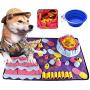 SINJEE Snuffle Mat for Dogs, Dog Snuffle Mat, Snuffle Mat for Small Large Dogs Easy to Fill and Machine Washable Training Mats Pet Activity/Toy/Play 28“X20”Mat,Gift Portable Bowl