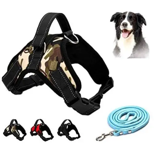 Dog Harness No Pull Pet Harness 3M Reflective Adjustable Outdoor Pet Vest for Dogs, Pet Harness for Small Medium Large Dogs With Dog Rope