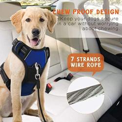 VavoPaw Pet Car Safety Belt Dog Leash, Heavy Duty Coated Steel Seat Belt Restraint Chew Proof Rope Leash Car Seatbelt Cable with Carabiner for Pet Dogs Use