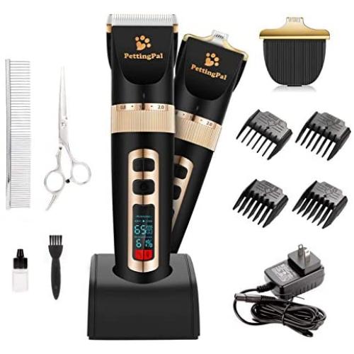 PettingPal Dog Grooming Clippers Professional Heavy Duty 2 in 1 with Small Trimmer Blade Quiet Rechargeable Cordless Electric Hair Cutting Kit for Dogs Cats Pets