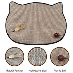 PetLike Cat Scratching Mat Natural Sisal Cat Scratcher Mat with Feather, Scratching Pad Sisal Protect Furniture