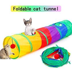 YNNG Cat Tunnel Pet Tube Collapsible Play Toy Puzzle Exercising Hiding Training with Fun Ball and 2 Peek Hole for Indoor Outdoor Toys