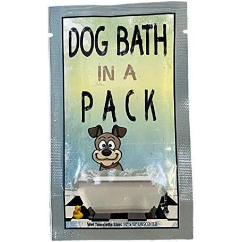 Dog Bath in A Pack - Largest Bath and Grooming Wipes in Individual Packs -New- Perfect for Travel or When on The GO