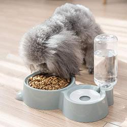 Dog Cat Bowls Food and Water Bowls Set, Automatic Water Dispenser Durable & Detachable Stainless Feeder Double Pet Bowls for Small Cats and Dogs Puppies