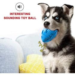 WLHOPE Squeaky Dog Chew Ball Dog Rubber Football Toy for Cast Throwed Training of Medium and Large Dogs Help Dogs Relieve Boredom and Regulate Emotions (Light Blue)