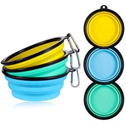 ME.FAN Large Collapsible Dog Bowl [3-Pack] Travel Portable Dog Bowl(34oz) Silicone Foldable Travel Bowl/Pet Food Bowl/Cat Water Bowl/Silicone Pet Expandable Bowls + 3 Carabiners Per Set