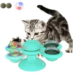 LEJGEQR Cat Toys for Indoor Cats,Interactive Cat Toy with Suction Cup Windmill Kitten Toys Cat Toothbrush Toy Kitty Toys with Hair Brush Turntable Massage Scratching Tickle for Cats Kitten Kitty