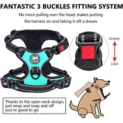 PoyPet No Pull Dog Harness, [Upgraded Version] No Choke Front Lead Dog Reflective Harness, Adjustable Soft Padded Pet Vest with Easy Control Handle for Small to Large Dogs