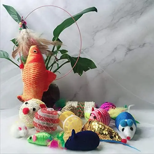 ChuChim 15pcs Set Cat Toy Combination Pet Funny Stick Suit - Rings Hide Retractable Quiet Glitter Filled Rattle National Bird Real Feathers Motorized Kong Zanies Door Control Active Their G ChuChim 15pcs Set Cat Toy Combination Pet Funny Stick Suit - Rings Hide Retractable Quiet Glitter Filled Rattle National Bird Real Feathers Motorized Kong Zanies Door Control Active Their G