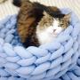 Lucky Monet Cotton Knitted Pet Bed Basket Warm Soft Woven Cat Nest Cozy Cuddler for Dogs & Cats
