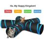 Pawaboo Cat Toys, Cat Tunnel Tube 5 Way Tunnels Extensible Collapsible Cat Play Tent Interactive Toy Maze Cat House with Balls and Bells for Cat Kitten Kitty Rabbit Small Animal, Black & Light Blue