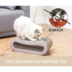 GOHOO PET Cat Scratching Pad Cat Scratcher Cardboard 2-in-1 Corrugated Cat Scratch Lounge Sofa with Ball for Small Cats