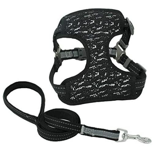 Anyifan Dog Harness and Leash Set, No Pull Adjustable Escape Proof Breathable Outdoor Pet Vest Reflective Soft Training Leash Easy Control for Puppy Small Medium Large Dogs and Cats