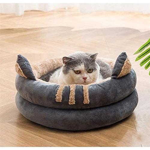 GUOXY High Elastic Pp Cotton Dog Bed Cat Cushion Semi-Enclosed Warm Cat House Four Seasons Universal Pet Nest for Cats and Dogs,Bgray,Small