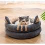 GUOXY High Elastic Pp Cotton Dog Bed Cat Cushion Semi-Enclosed Warm Cat House Four Seasons Universal Pet Nest for Cats and Dogs,Bgray,Small