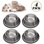 Rapsrk Stainless Steel Dog Cat Bowls for Small/Medium/Large Dogs,Cat Kitten Rabbit Dish with Rubber Base , Pets Feeder Bowl and Water Bowl Perfect Choice (4Pack)