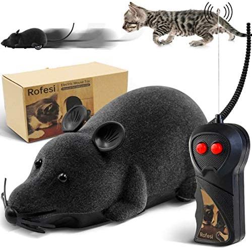 Rofesi Wireless Remote Control Mouse Toy, Electronic RC Rat Flocking Mouse Interactive Cat Toys Moves Like a Real Mice, Fun for Cats Dogs Pets