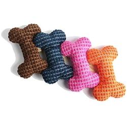 Glorisun Dog Bones Toys, Durable Plush Dog Toy Built-in Vocal Airbag, Pet Chew Dental Toy for Interactive Play Training and Fun