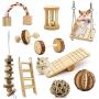 LISSION Hamster Chew Toys Hamster Toys for Cage Natural Wooden Pine Toys Accessories Teeth Care Molar Toy for Guinea Pigs Rats Chinchillas Rabbits Gerbils Small Animals