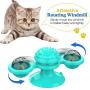 Windmill Cat Toy,Pet Interactive Training Teasing Toys with Led Ball and Catnip Ball,Cat Chewing Spinning Toy with Suction Cup,Funny Kitten Windmill Ball Base Can Be Used in Any Place (Turquoise)