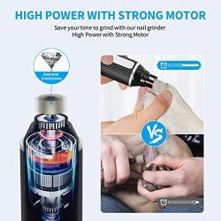 OKMEE Upgraded High Power Dog Nail Grinder, The Lowest Noise Pet Nail Trimmer with 2-Speed and Extra 2 Grinding Heads for Large, Medium, Small Dogs and Cats