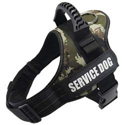 WildWave Adjustable Service Dog Vest Harness with Handle,Reflective Leash & Patches,Woven Polyester and Nylon, Comfy Mesh Padding for Small Medium Large Breed