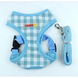 Nobranded Dog Chest Strap Set Exquisite Denim Fabric Pure Cotton Plaid Adjustable Vest Chest Strap + Tonal Strap with Adjustable Color + Adjustable Anti-Bite, Anti-Call, Anti-Eating Dog Mask