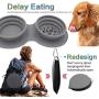 Rainteam Portable Collapsible Travel Dog Bowl, Outdoor Double Bowl Design with Slow Feeder Bowl and Water Bowl, Non-Slip, Anti-tip and No-Spill