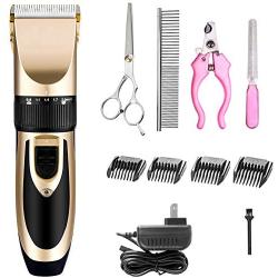 Petilleur Rechargeable Pet Hair Grooming Clippers for Cats and Dogs with Replaceable Ceramic Head, Pet Grooming Kit with Hair Scissor,Professional Electric Pet Clipper,Low Noise Pet Hair Trimmer