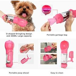 Yipetor Dog Water Bottle for Walking Travel, Portable 3-in-1 Pet Outing Bottle, with Eco Bag & Poop Shovel,for Puppies, Cats and Other Animals Pets Outdoor,Hiking,Food Grade Plastic