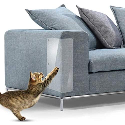 IN HAND Furniture Scratch Guards, 2PCS Clear Premium Flexible Vinyl Cat Couch Protector Guards with Pins for Protecting Your Upholstered Furniture, Cat Scratch Deterrent Pad