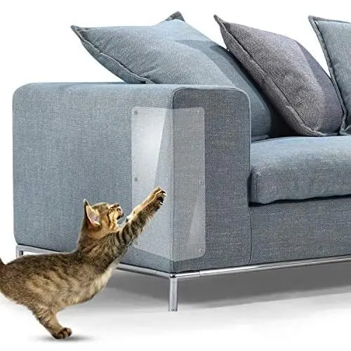 IN HAND Furniture Scratch Guards, 2PCS Clear Premium Flexible Vinyl Cat Couch Protector Guards with Pins for Protecting Your Upholstered Furniture, Cat Scratch Deterrent Pad IN HAND Furniture Scratch Guards, 2PCS Clear Premium Flexible Vinyl Cat Couch Protector Guards with Pins for Protecting Your Upholstered Furniture, Cat Scratch Deterrent Pad