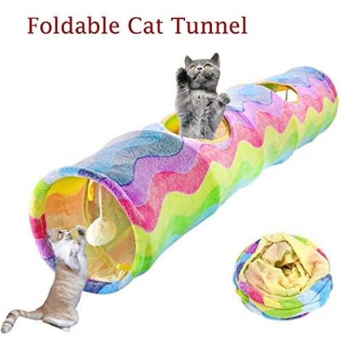 SZMYLED Interactive Pet Tubes with Fun Balls and Crinkle Peep Hole,Colorful Collapsible Cat Tunnel Toys, Indoor Tunnel Funny Kitten Toy with Sound Paper for Pet Cat