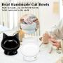 Cat Bowl,Raised Cat Food Bowls Anti Vomiting,Tilted Elevated Cat Bowl,Ceramic Pet Food Bowl for Flat-Faced Cats,Small Dogs,Protect Pets Spine,Dishwasher Safe,Black and White, 2pcs