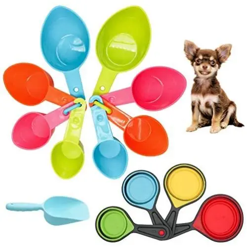 Roundler Pet Food Scoop Set, 4 Sizes Plastic Measuring Cups & 4 Sizes Collapsible Silicone Pet Measuring Scoops for Dog Cat Bird Guinea Pig Ferret and Other Small Animals Dry Food Water Roundler Pet Food Scoop Set, 4 Sizes Plastic Measuring Cups & 4 Sizes Collapsible Silicone Pet Measuring Scoops for Dog Cat Bird Guinea Pig Ferret and Other Small Animals Dry Food Water