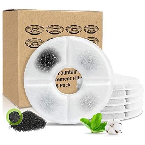 Myra Parker Cat Fountain Replacement Filter, Pet Water Fountain Filters, Activated Carbon Replacement Filter for 81oz/2.4L Automatic Pet Fountain Cat Water Fountain Dog Water Dispenser (6 Pack)