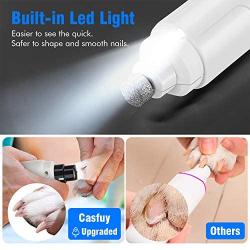 Casfuy Dog Nail Grinder with LED Light - Upgraded 2-Speed Electric Pet Nail Trimmer Powerful Painless Paws Grooming & Smoothing for Small Medium Large Dogs & Cats