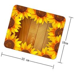 Sunflower Arranged in A Circle on A Wooden Background Flower Square Mouse Pad style5 1822cm