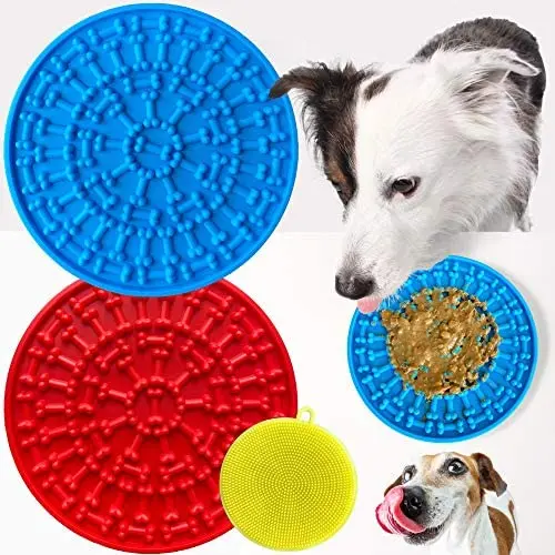 2 Pack Dog Lick Mat with Scrub Pad - Lick Mat for Dogs with Strong Suction - A Challenging Dog Lick Pad for Large and Small Dogs - Our Dog Licking Mat is a Lick Bowl Helpful for Bathing 2 Pack Dog Lick Mat with Scrub Pad - Lick Mat for Dogs with Strong Suction - A Challenging Dog Lick Pad for Large and Small Dogs - Our Dog Licking Mat is a Lick Bowl Helpful for Bathing