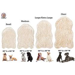 iHappyDog Luxury Faux Fur Orthopedic Dog Bed, Memory Foam Dog Bed​ for​ Small, Medium, Large and XL Pets, Fluffy Pup Rug with Waterproof ​and ​Washable Soft Cover, Bone White