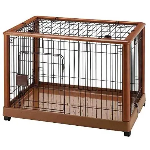 Richell Wood Mobile Pet Pen 940, Autumn Matte Finish Richell Wood Mobile Pet Pen 940, Autumn Matte Finish